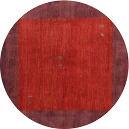 Round Machine Washable Contemporary Red Rug, wshcon2791