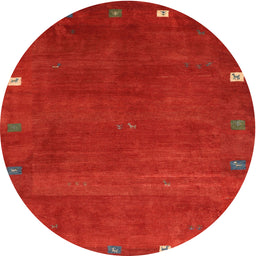 Round Machine Washable Contemporary Red Rug, wshcon2792