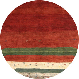 Round Contemporary Red Modern Rug, con2795