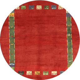 Round Contemporary Red Modern Rug, con2797