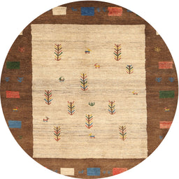 Round Contemporary Mahogany Brown Modern Rug, con2799