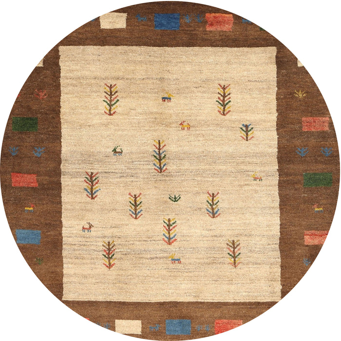 Round Contemporary Mahogany Brown Modern Rug, con2799