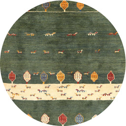 Round Contemporary Khaki Green Modern Rug, con2801