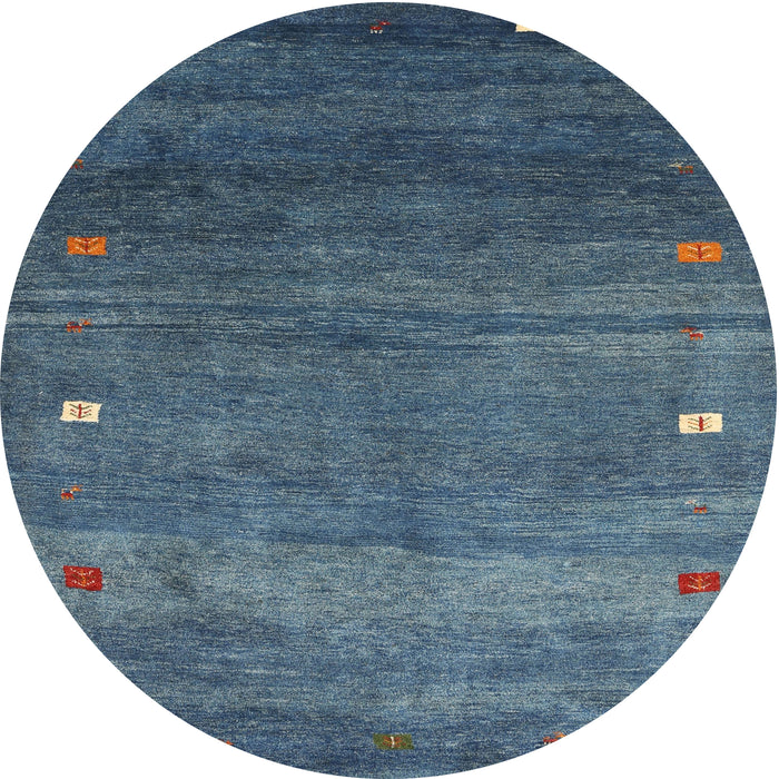 Round Machine Washable Contemporary Blue Rug, wshcon2814