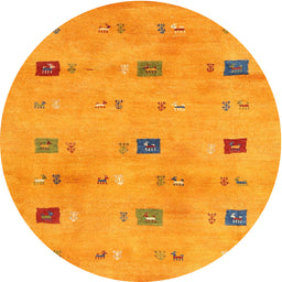 Round Machine Washable Contemporary Neon Orange Rug, wshcon2818
