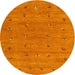 Round Machine Washable Contemporary Orange Red Rug, wshcon2819