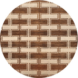 Round Contemporary Saddle Brown Modern Rug, con281