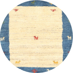 Round Contemporary Cadet Blue Green Modern Rug, con2822