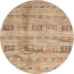 Round Machine Washable Contemporary Sandy Brown Rug, wshcon2826