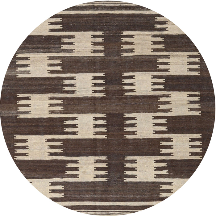 Round Machine Washable Contemporary Bakers Brown Rug, wshcon2828