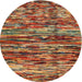 Round Contemporary Bronze Brown Southwestern Rug, con2829