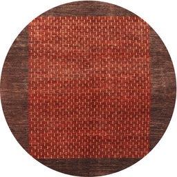 Round Machine Washable Contemporary Tomato Red Rug, wshcon282