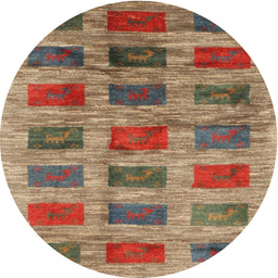 Round Machine Washable Contemporary Sienna Brown Rug, wshcon2831