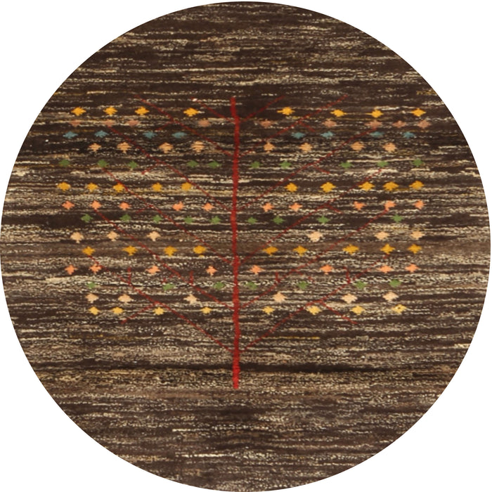 Round Machine Washable Contemporary Sienna Brown Rug, wshcon2838