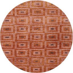Round Machine Washable Contemporary Fire Red Rug, wshcon283
