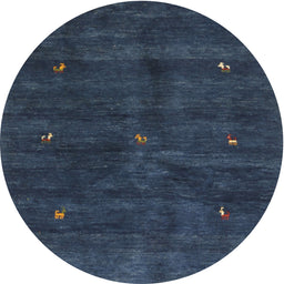 Round Machine Washable Contemporary Blue Rug, wshcon2841