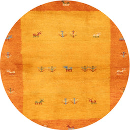 Round Machine Washable Contemporary Neon Orange Rug, wshcon2842