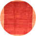 Round Machine Washable Contemporary Orange Red Rug, wshcon2844
