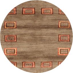 Round Machine Washable Contemporary Red Rug, wshcon2853