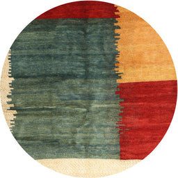 Round Contemporary Copper Green Modern Rug, con2854