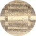 Round Contemporary Brown Gold Modern Rug, con2861