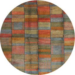 Round Contemporary Dark Almond Brown Modern Rug, con2862