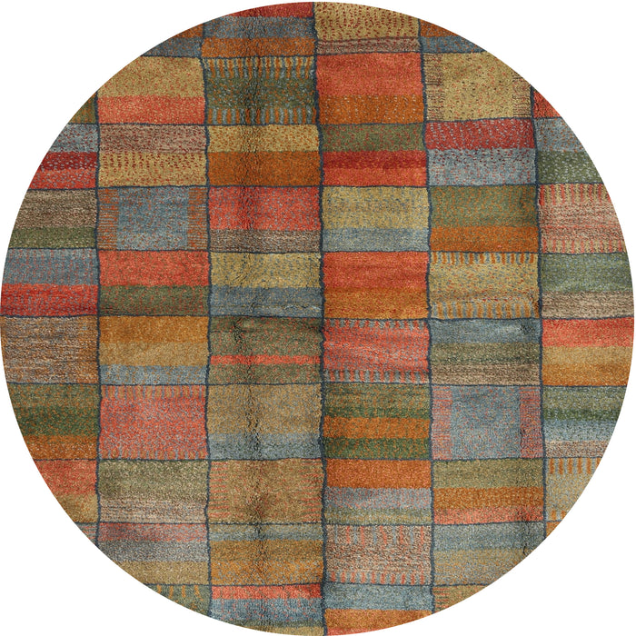 Round Machine Washable Contemporary Dark Almond Brown Rug, wshcon2862