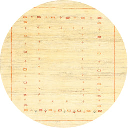 Round Contemporary Mustard Yellow Solid Rug, con2864