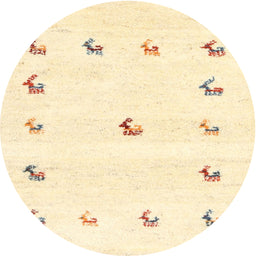 Round Contemporary Golden Blonde Gold Solid Rug, con2871