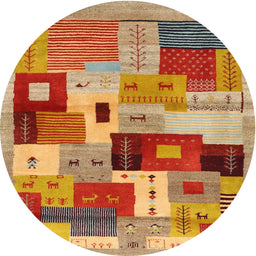 Round Machine Washable Contemporary Red Rug, wshcon2877