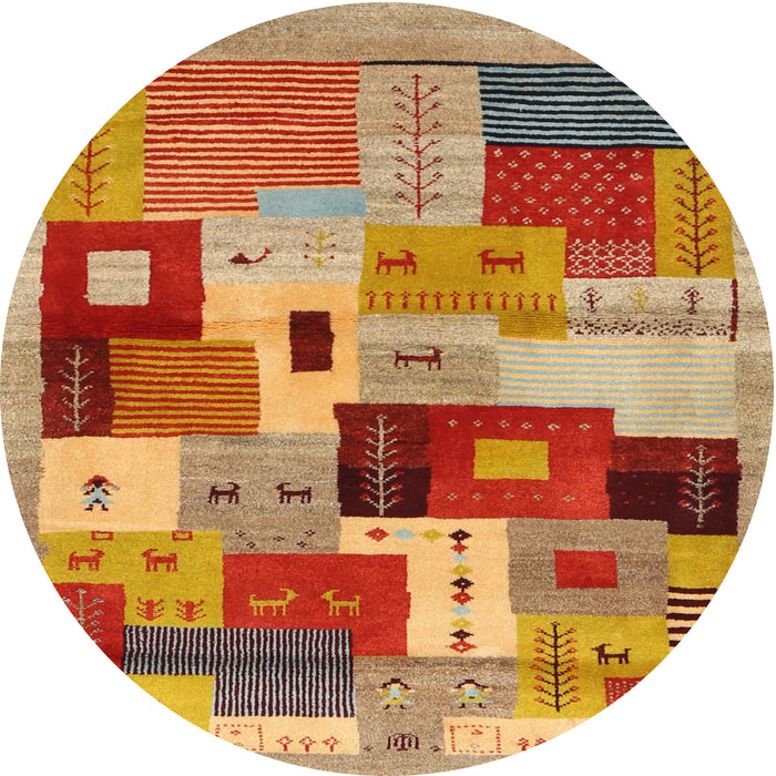 Round Machine Washable Contemporary Red Rug, wshcon2877