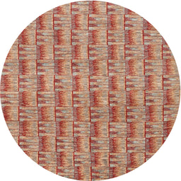 Round Machine Washable Contemporary Red Rug, wshcon287
