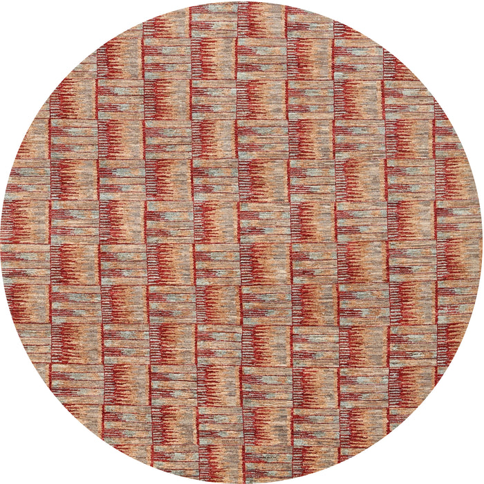 Round Machine Washable Contemporary Red Rug, wshcon287
