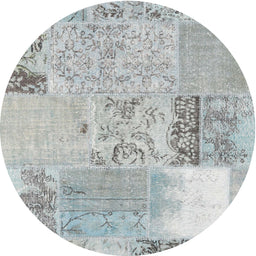 Round Machine Washable Contemporary Gunmetal Gray Rug, wshcon2881