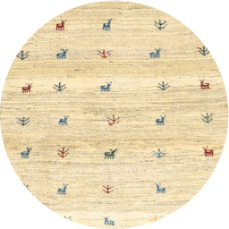 Round Machine Washable Contemporary Sun Yellow Rug, wshcon2882
