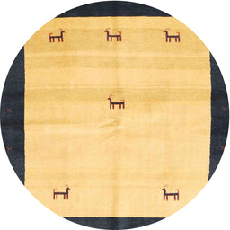 Round Contemporary Bold Yellow Solid Rug, con2888