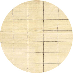 Round Contemporary Brown Gold Solid Rug, con2889