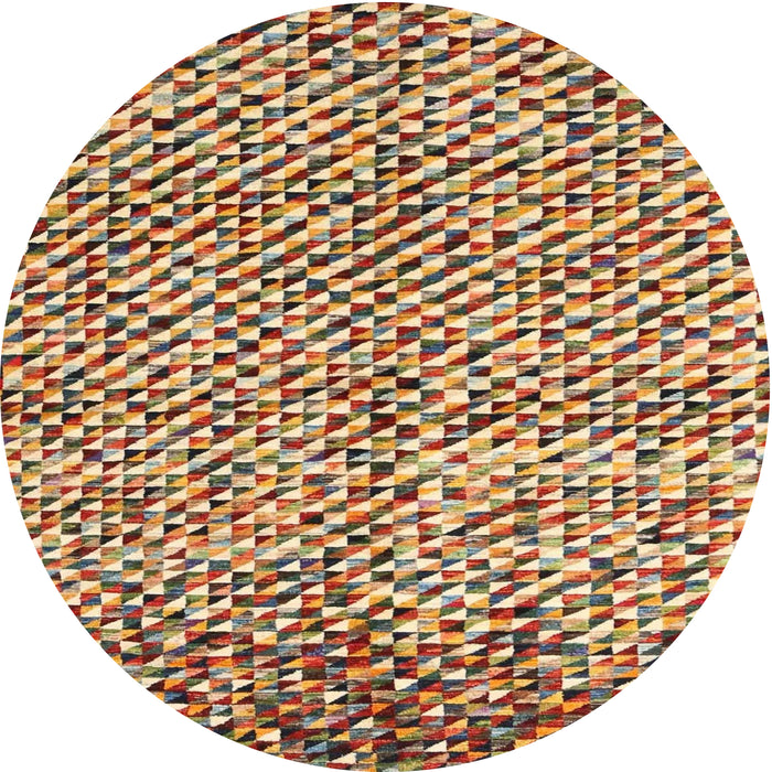 Round Contemporary Dark Sienna Brown Modern Rug, con2892