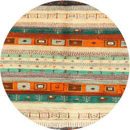 Round Contemporary Sienna Brown Modern Rug, con2893