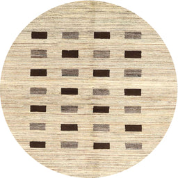 Round Contemporary Golden Blonde Gold Solid Rug, con2894