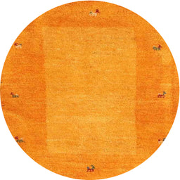 Round Machine Washable Contemporary Dark Orange Rug, wshcon2899