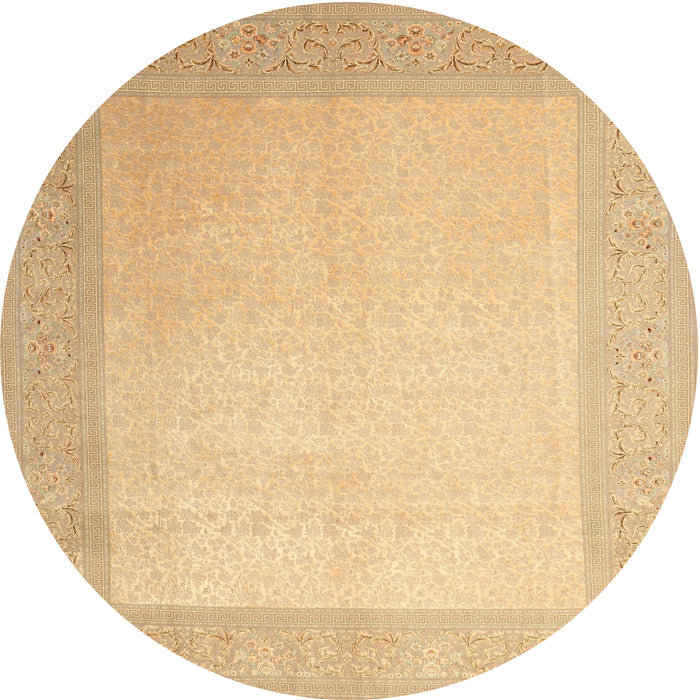 Round Contemporary Chrome Gold Yellow Modern Rug, con289