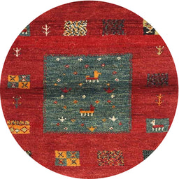 Round Contemporary Chestnut Brown Modern Rug, con2904