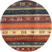 Round Machine Washable Contemporary Brown Red Rug, wshcon2905