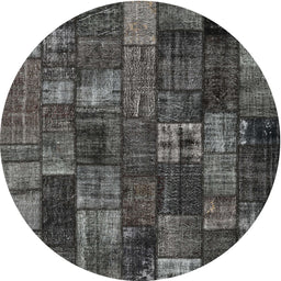 Round Machine Washable Contemporary Granite Gray Rug, wshcon2909