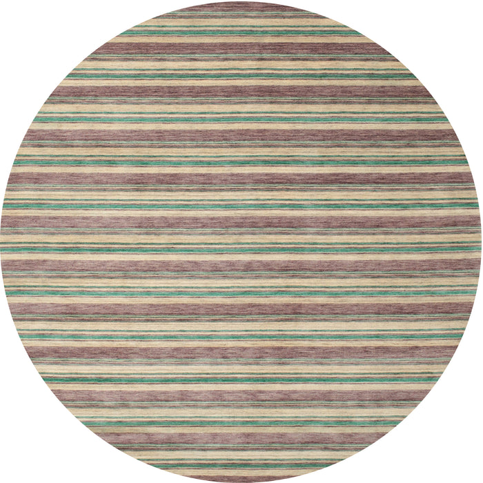 Round Contemporary Dark Almond Brown Modern Rug, con290