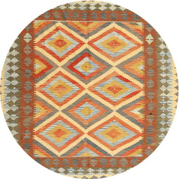 Round Contemporary Red Modern Rug, con2916