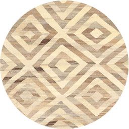 Round Contemporary Khaki Gold Southwestern Rug, con2918