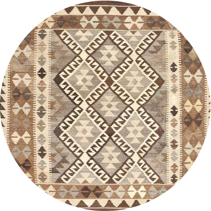 Round Machine Washable Contemporary Brown Rug, wshcon2919