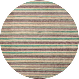 Round Contemporary Dark Almond Brown Modern Rug, con291